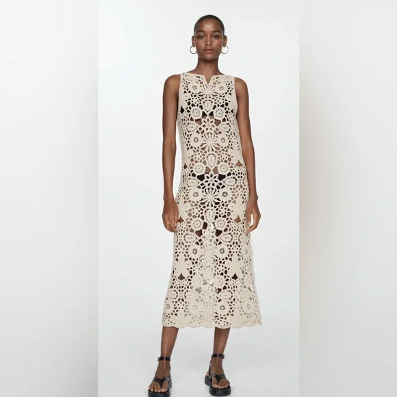 Mango | Dresses | Mango Elegant Crochet Cotton Dress | Poshmark